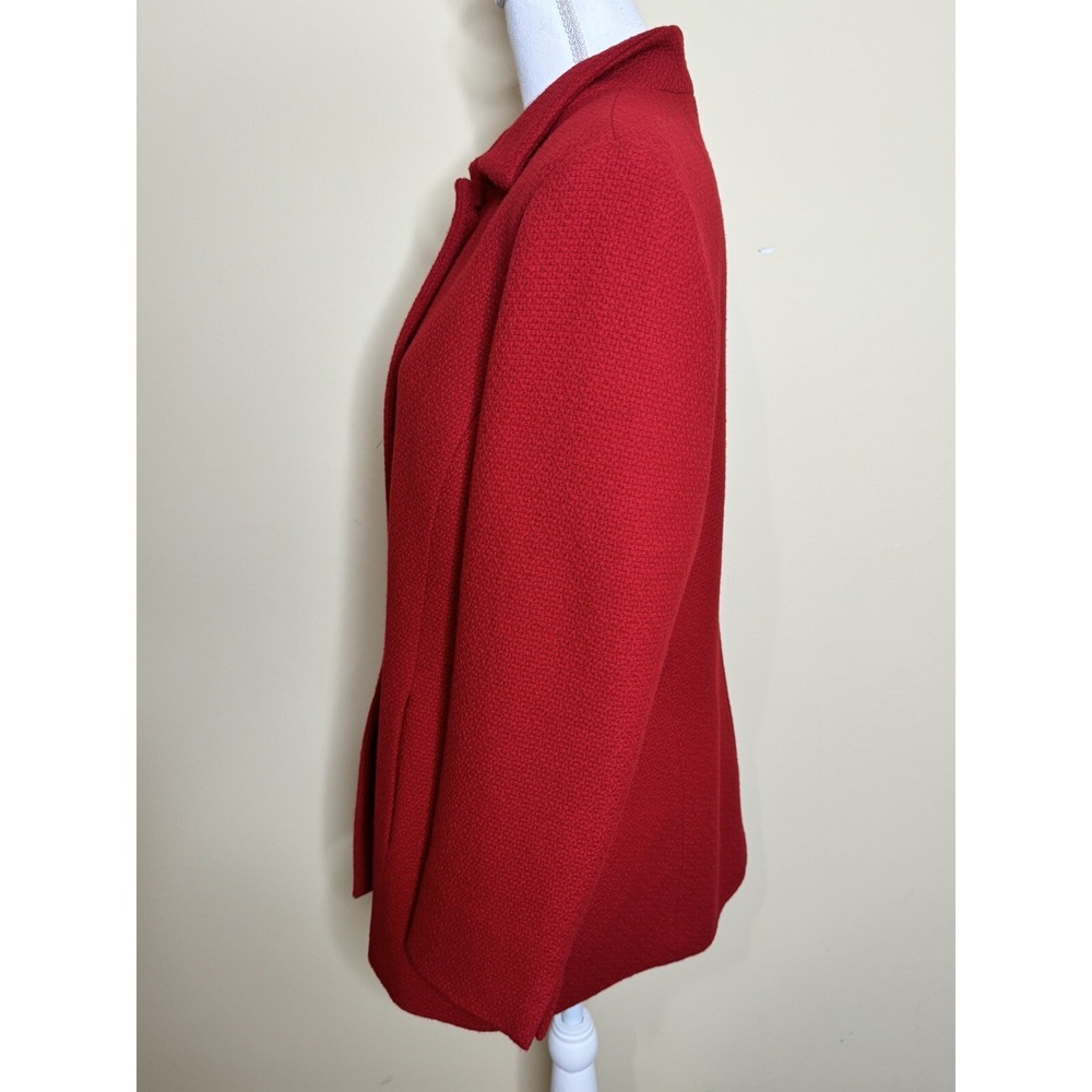 Talbots Wool Coat Women's 14 Petites Red Textured Winter Button Down Jacket - Picture 3 of 10